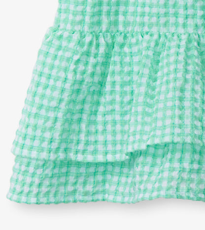 Girls Gingham Seersucker Smocked Dress