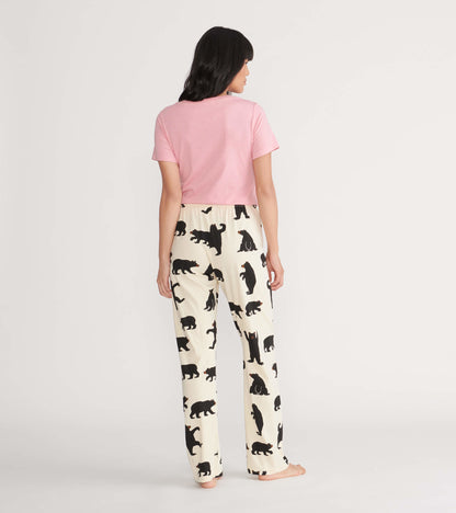 Black Bears on Natural Women's Jersey Pajama Pants