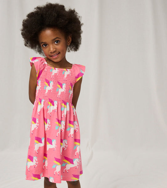 Graphic Pegasus Smocked Dress