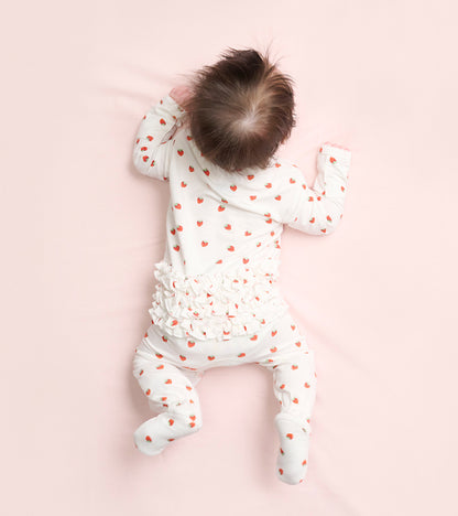 Baby Girls Ditsy Strawberries Footed Sleeper