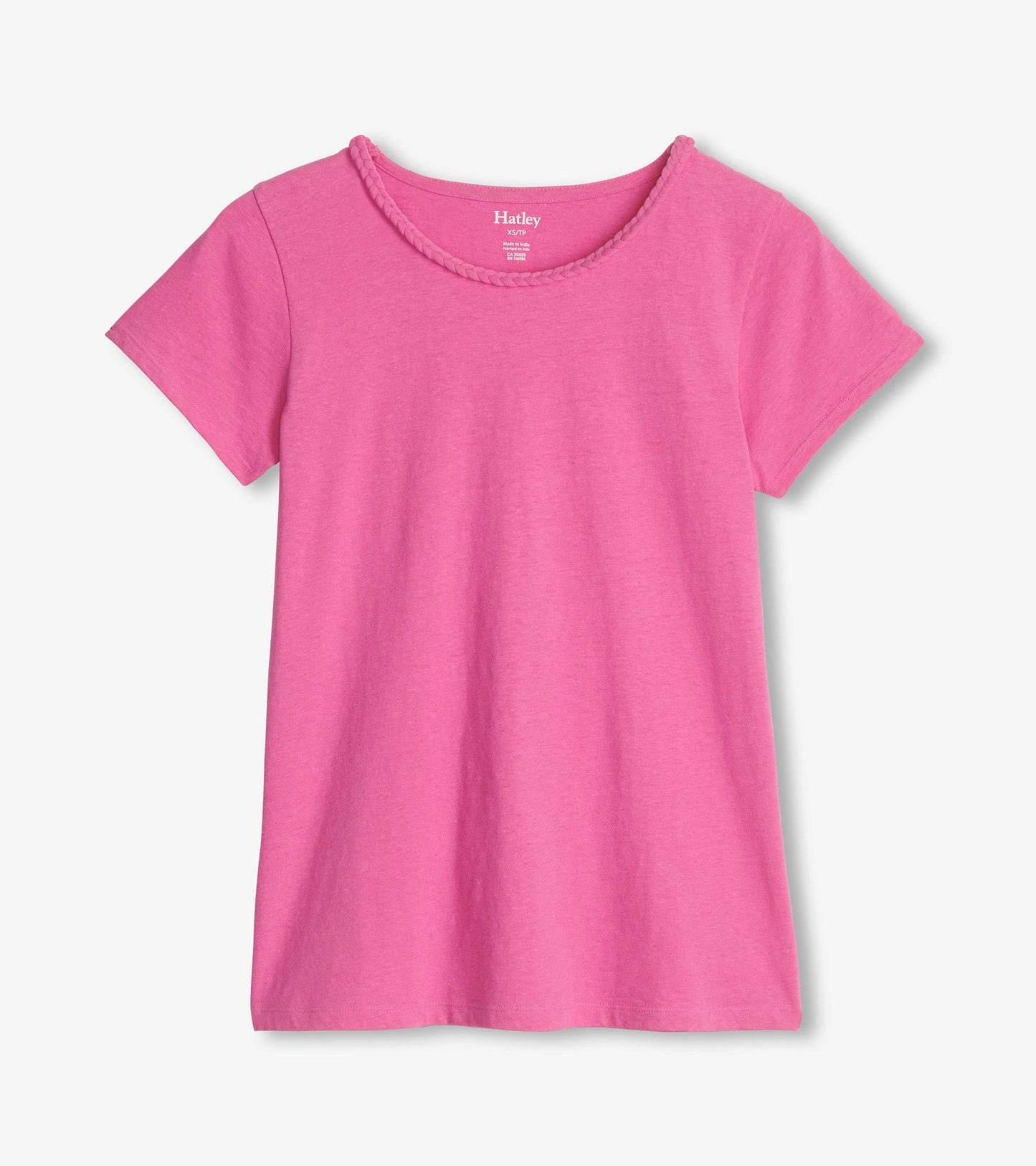 Braided Neck Tee - Phlox Pink