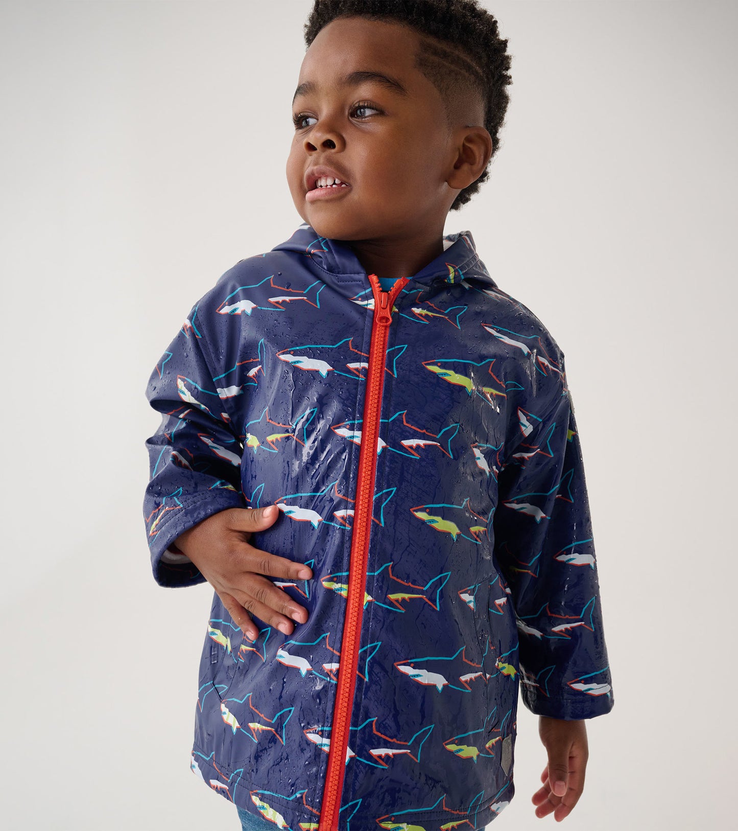 Boys Sharks Zip-Up Rain Jacket