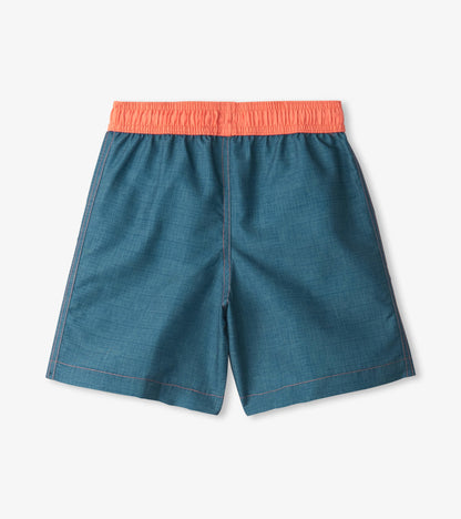 Boys Textured Shark Swim Trunks