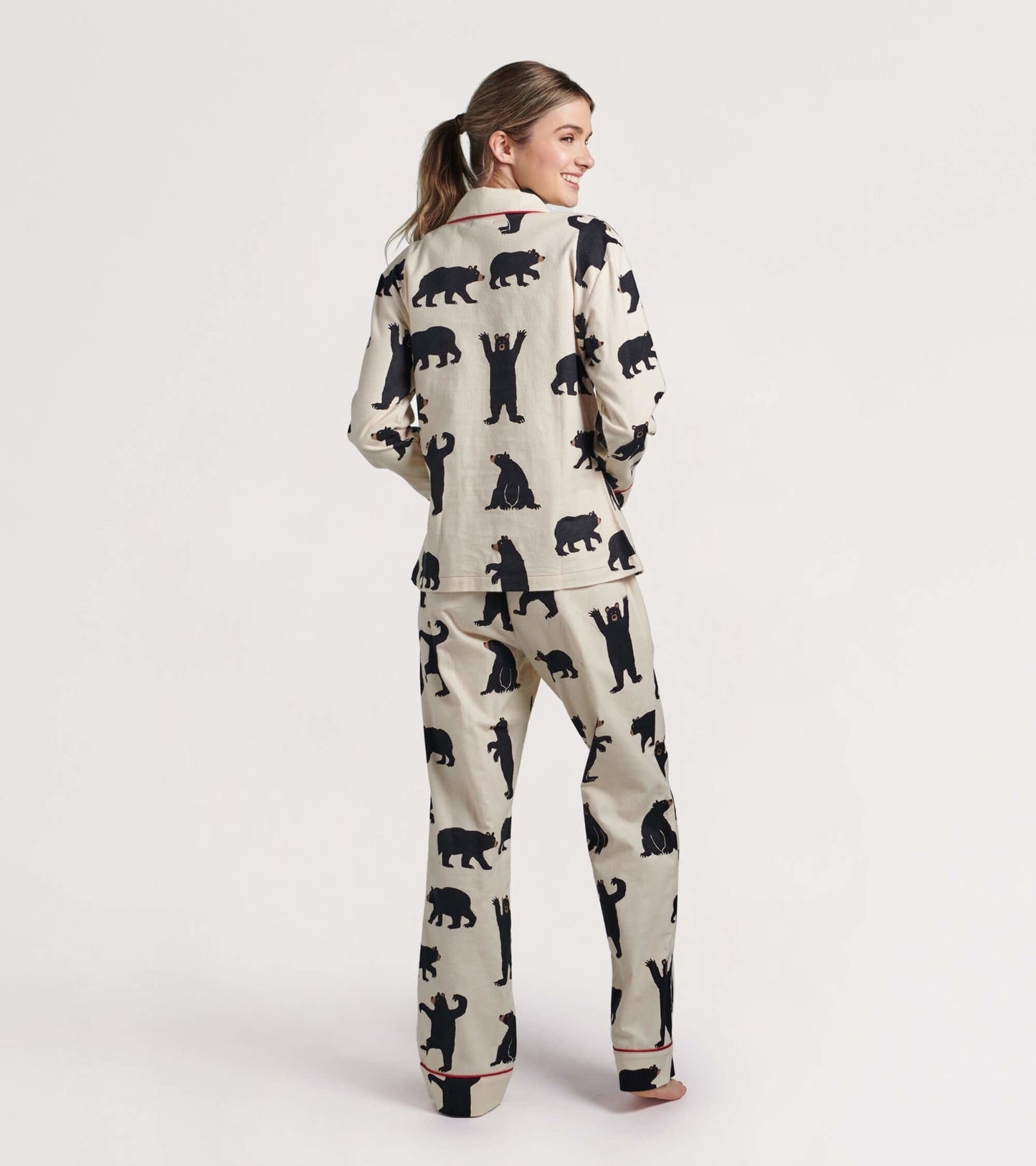 Women's Black Bears Flannel Pajama Set