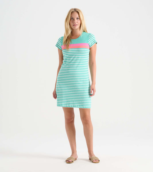 Women's Bermuda Stripes Crew Neck T-Shirt Dress