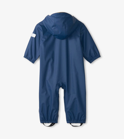 Navy Terry Lined Baby Rain Suit