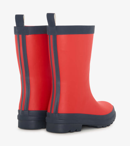 Kids Red & Navy Matte Rain Boots