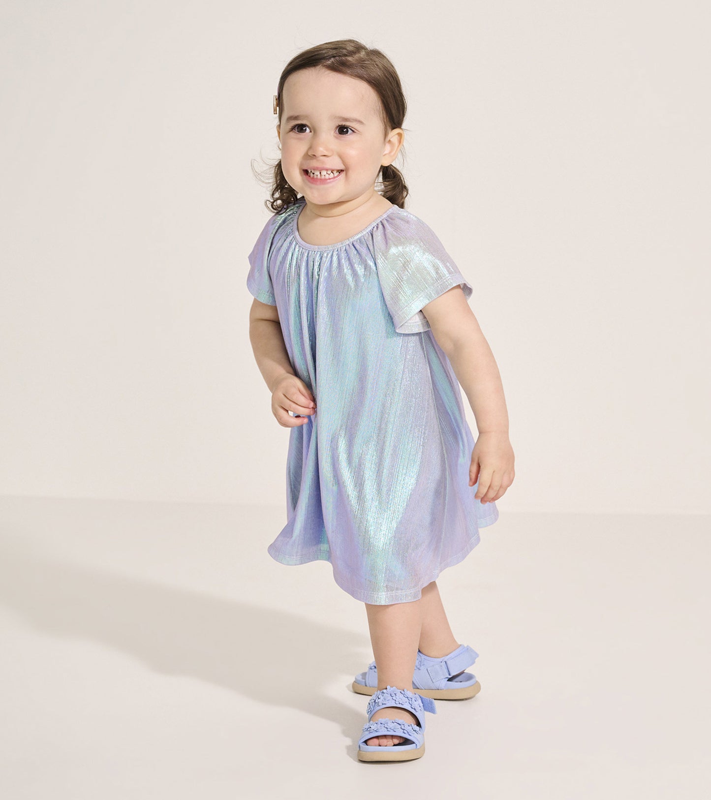 Baby & Toddler Girls Silver Metallic A-Line Dress