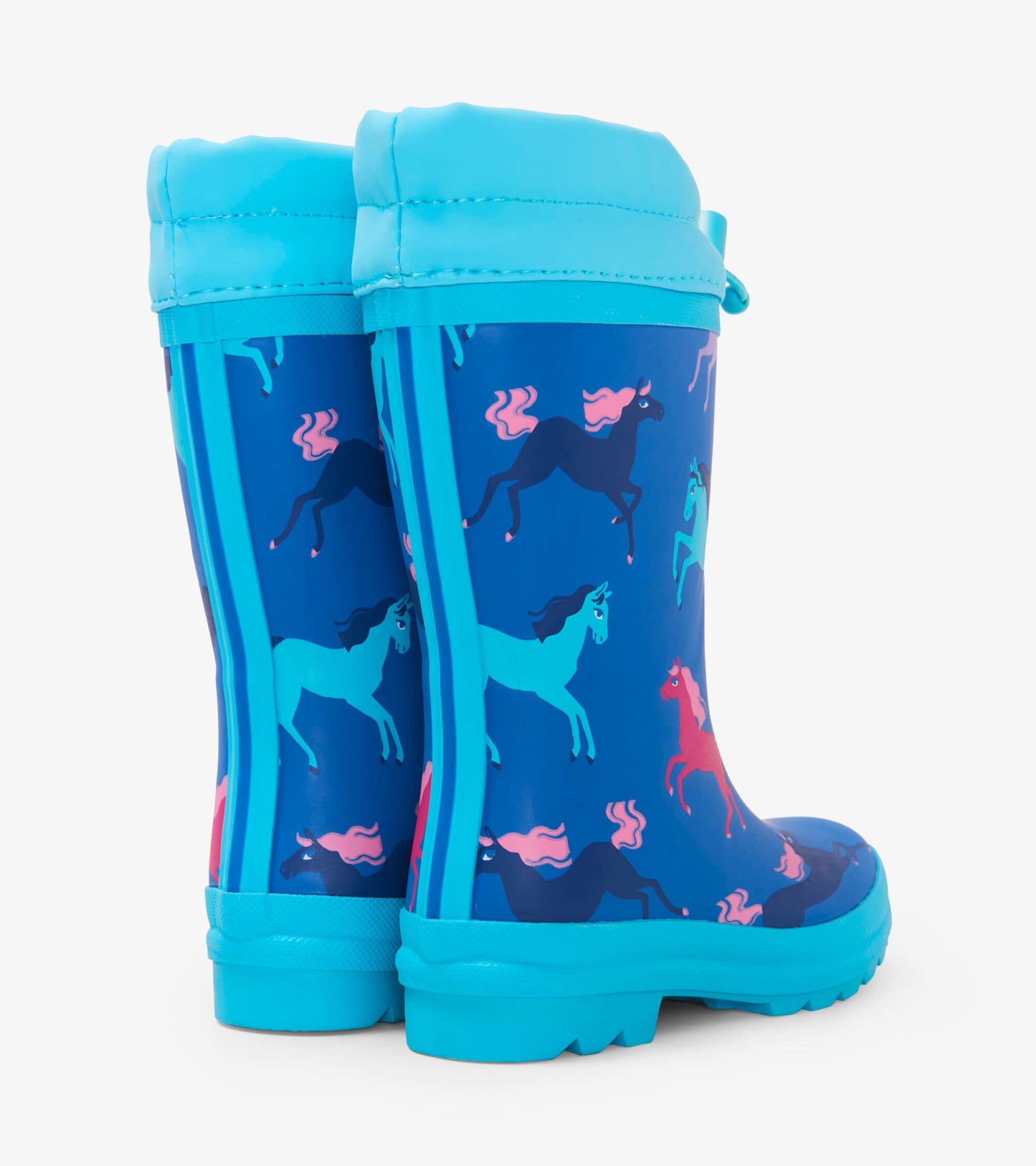 Prancing Horses Sherpa Lined Kids Rain Boots