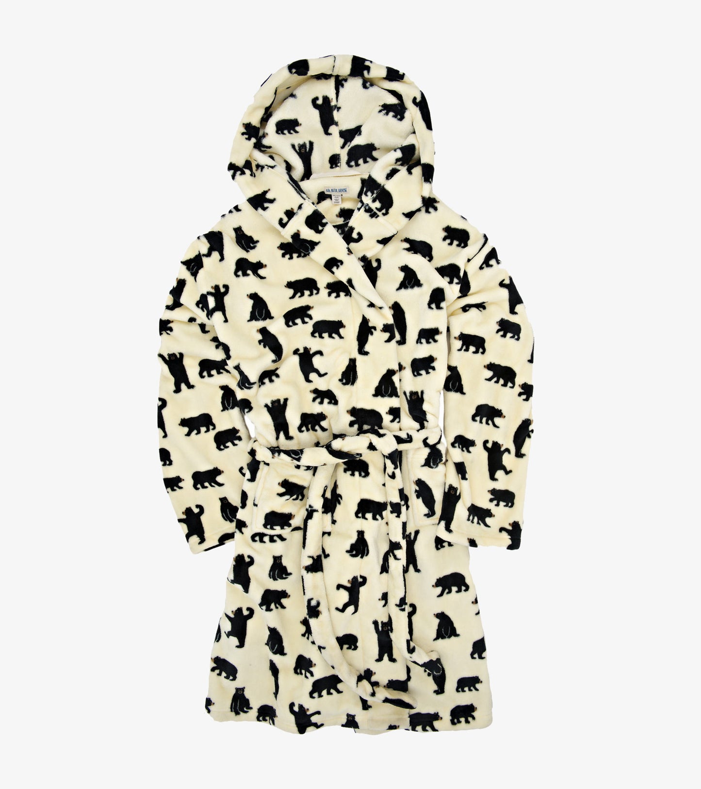 Black Bears on Natural Adult Fleece Robe