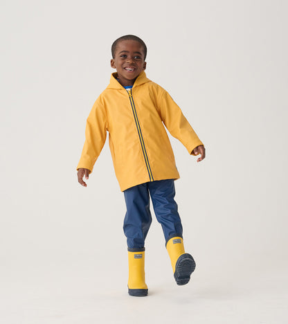 Kids Yellow Navy Matte Rain Boots