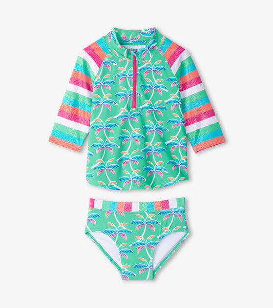 Girls Rainbow Palm Two-Piece Rashguard Set