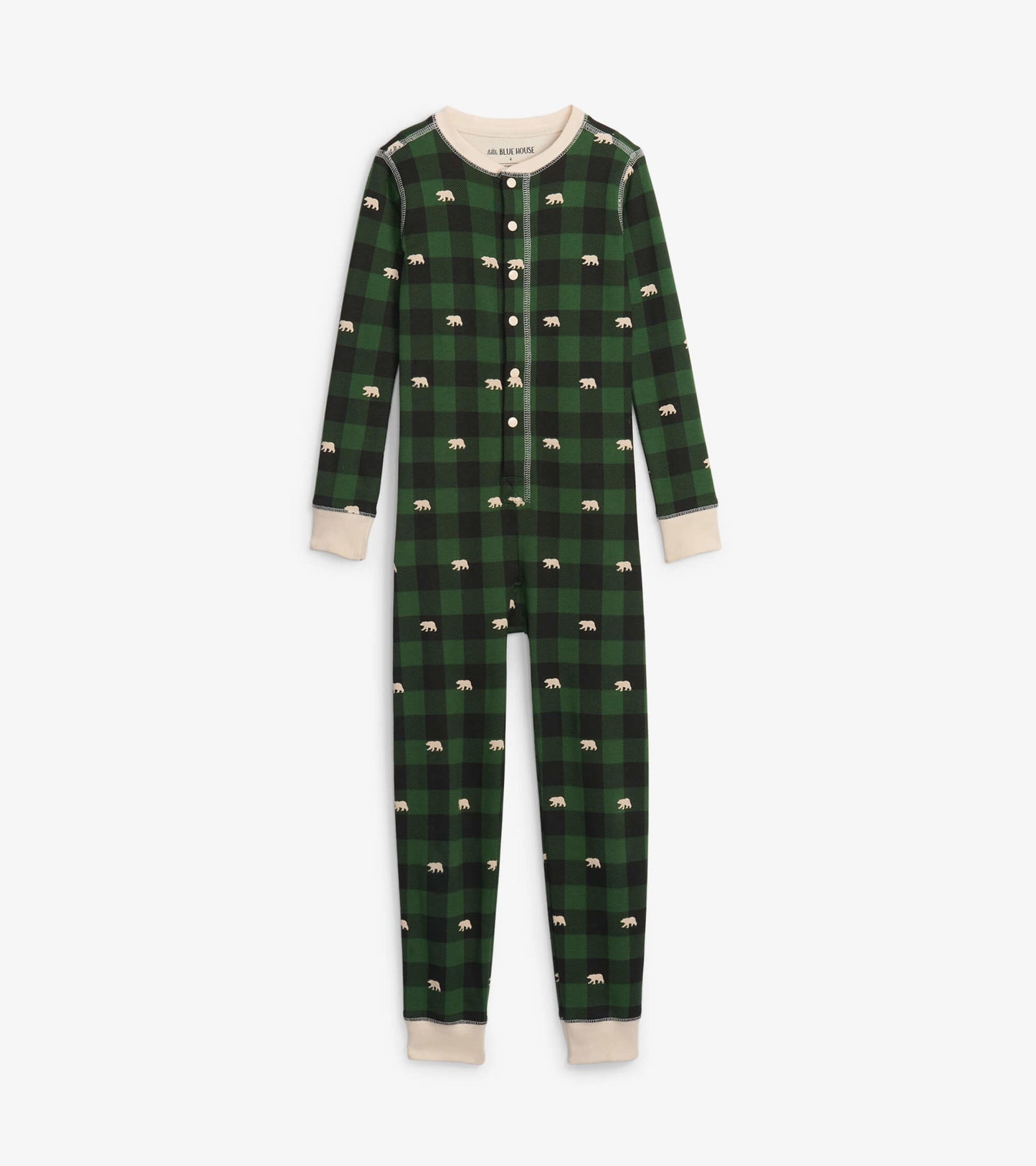 Forest Green Plaid Kids Union Suit