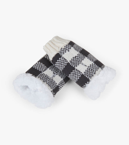 Cream Plaid Texting Mittens