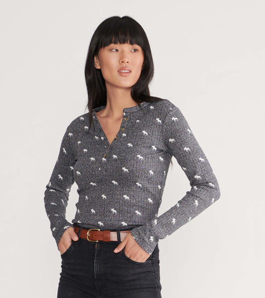 Charcoal Moose Women's Heritage Henley