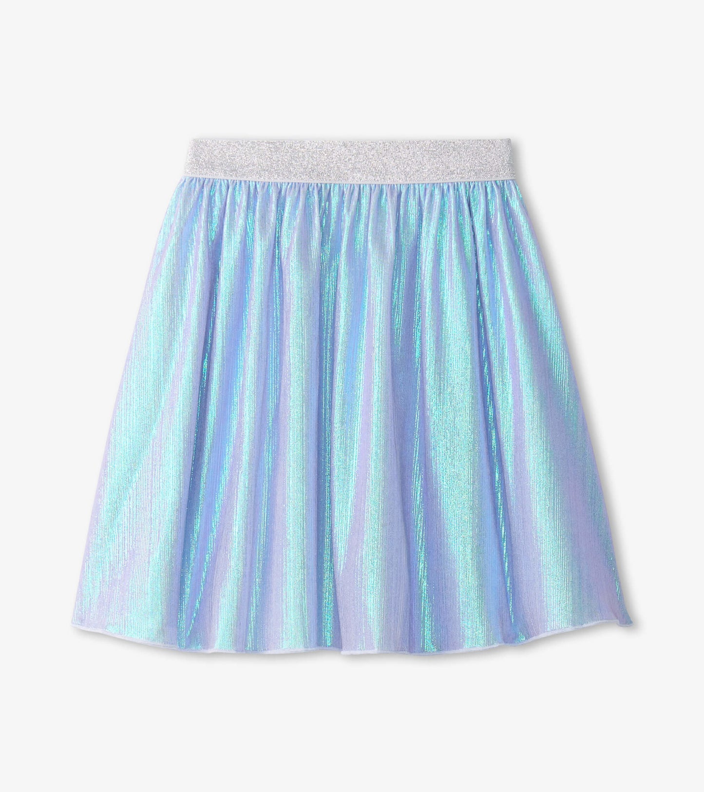 Girls Silver Metallic Mid Length Skirt