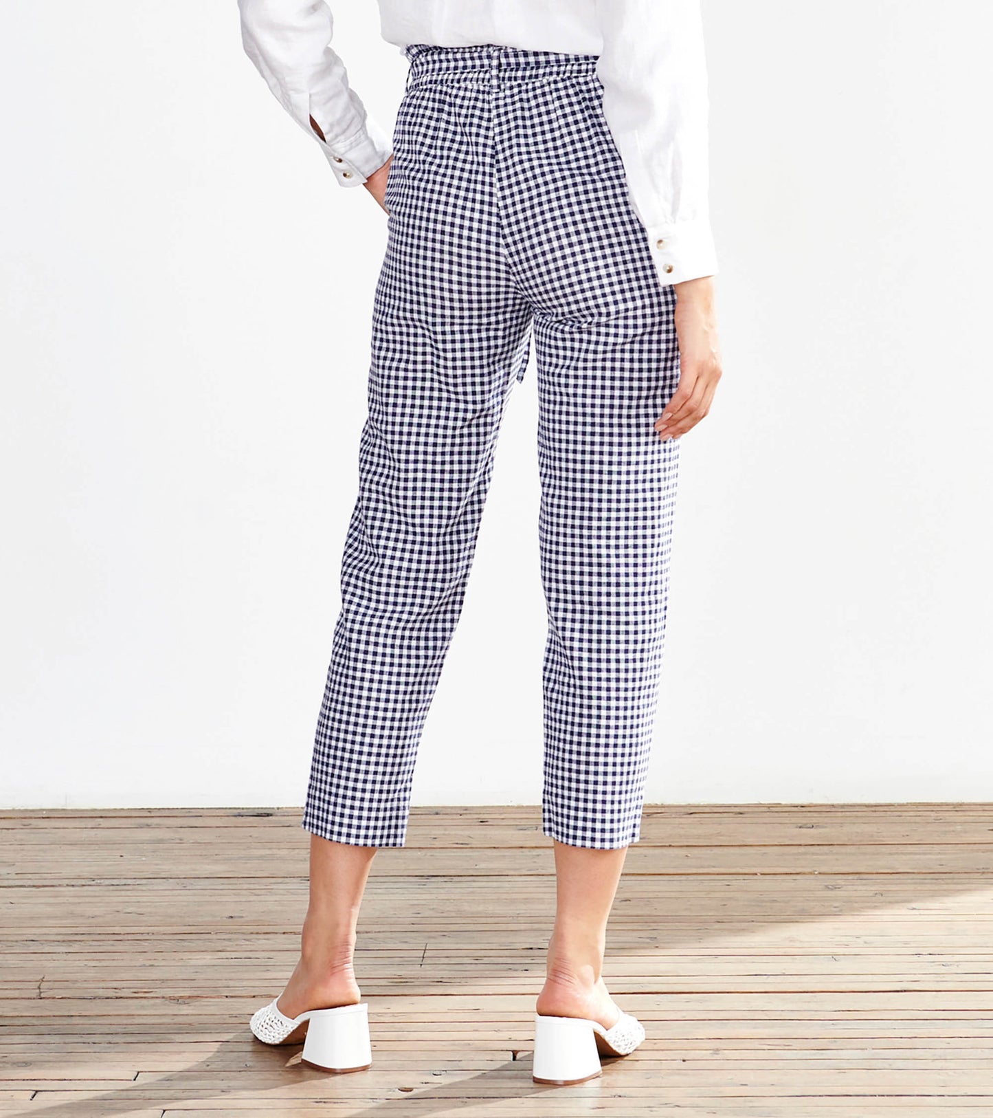 Paper Bag Pants - Navy Gingham