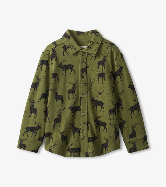 Boys Magestic Elk Jersey Button Down Shirt