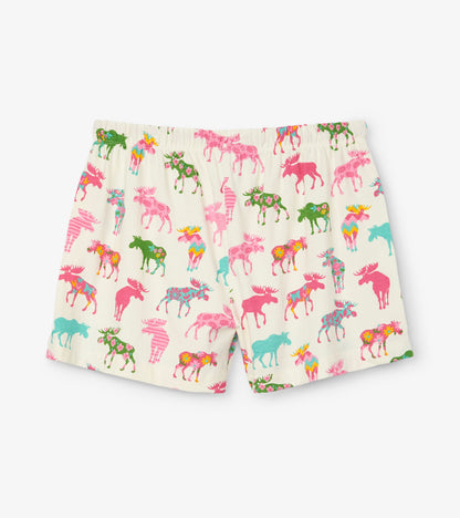 Patterned Moose Women's Sleep Shorts