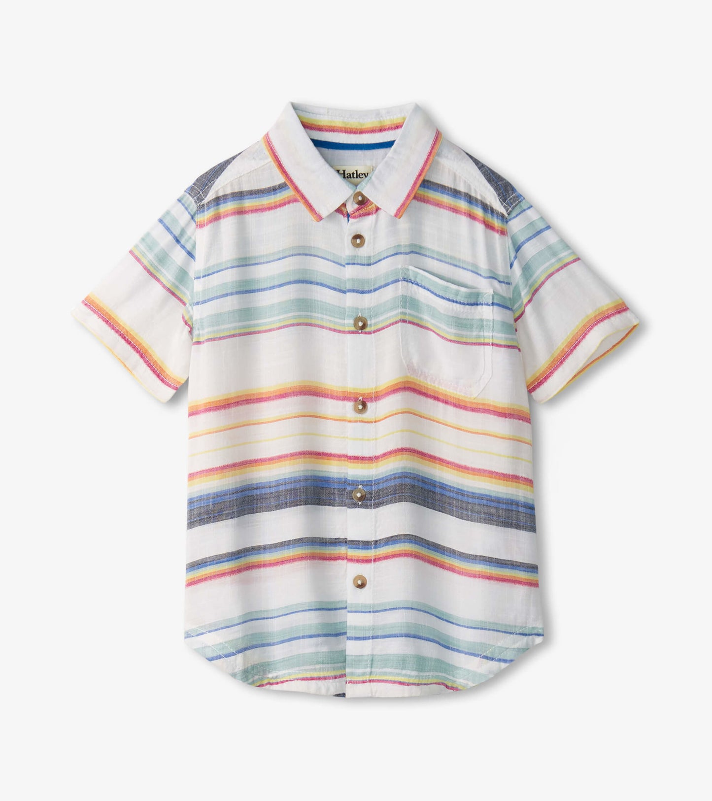 Boys Summer Stripe Short Sleeve Button Down