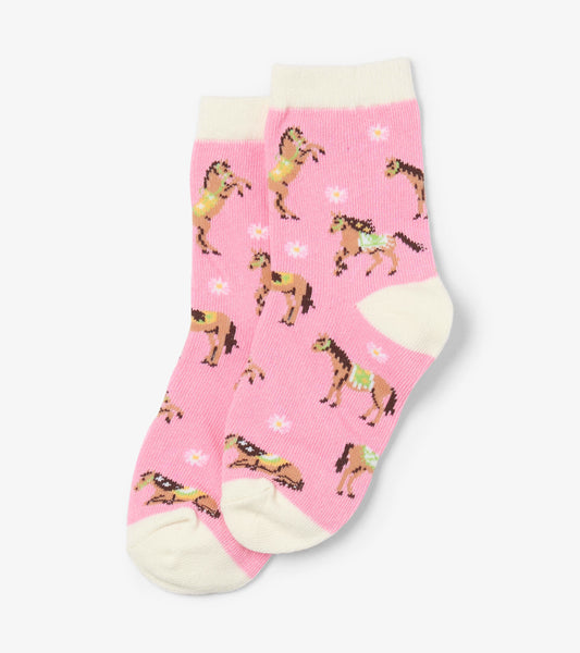 Country Horses Kids Crew Socks