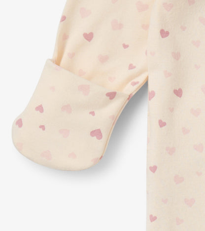 Pretty Hearts Newborn Ruffle Footed Sleeper