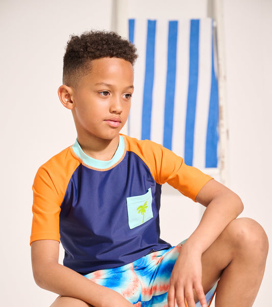 Boys Palm Oranges Short Sleeve Rashguard