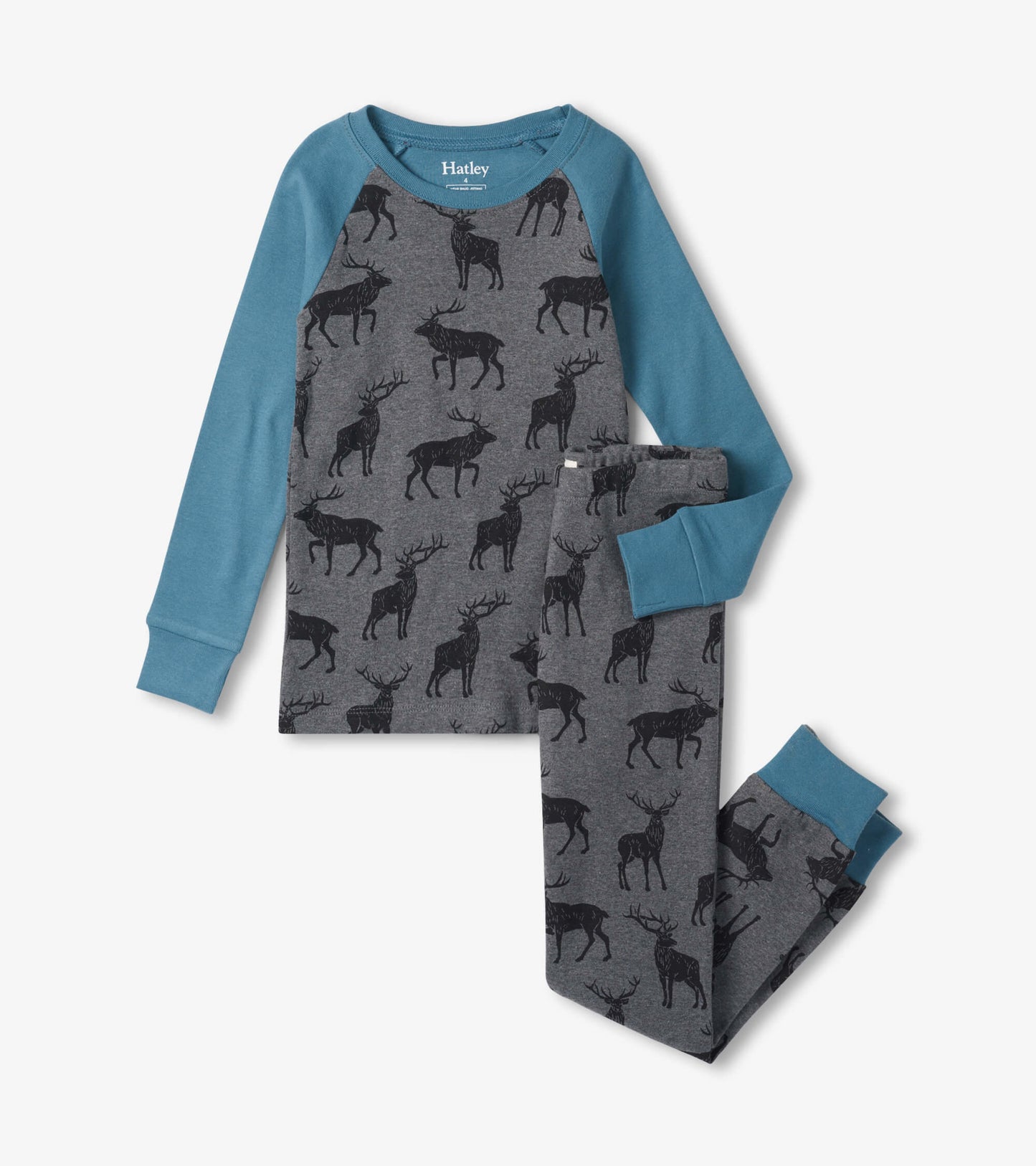 Magestic Elks Raglan Kids Organic Cotton Pajama Set