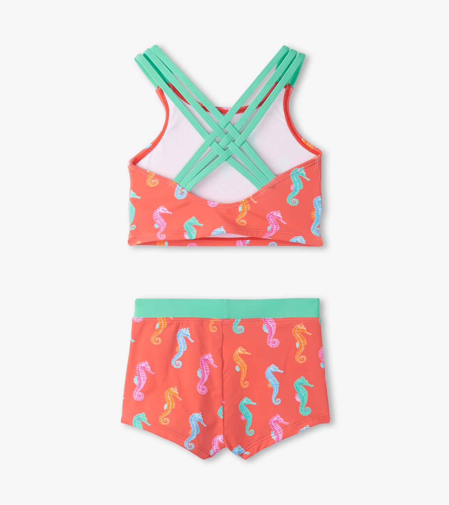 Girls Painted Seahorse Two-Piece Crop Top Bikini Set