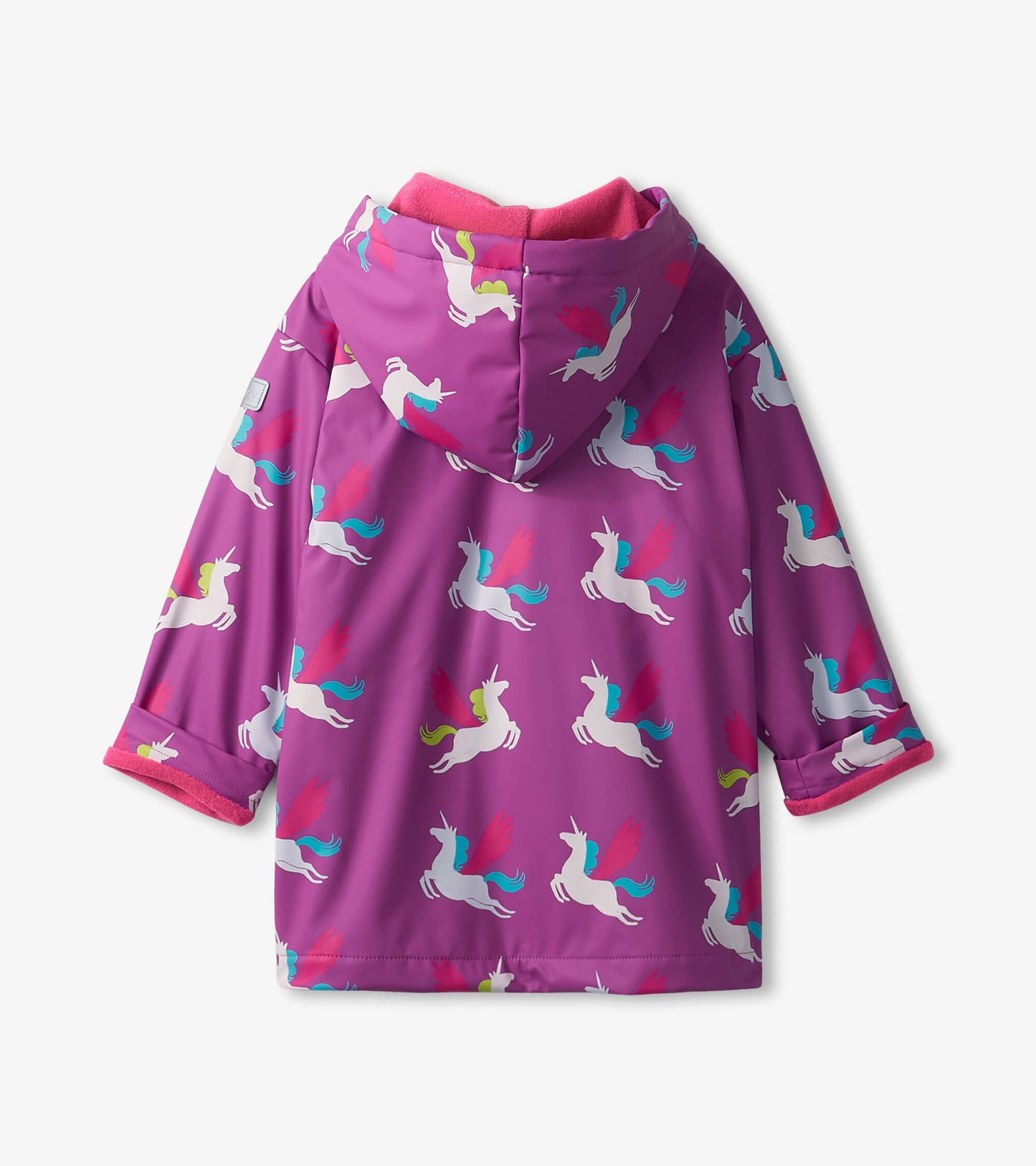 Girls Pretty Unicorn Colour Changing Button-Up Rain Jacket