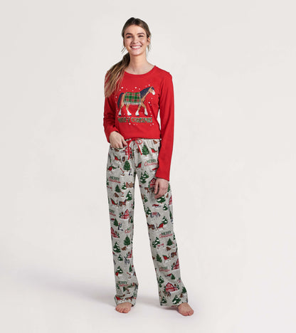 Women's Country Christmas Jersey Pajama Pants