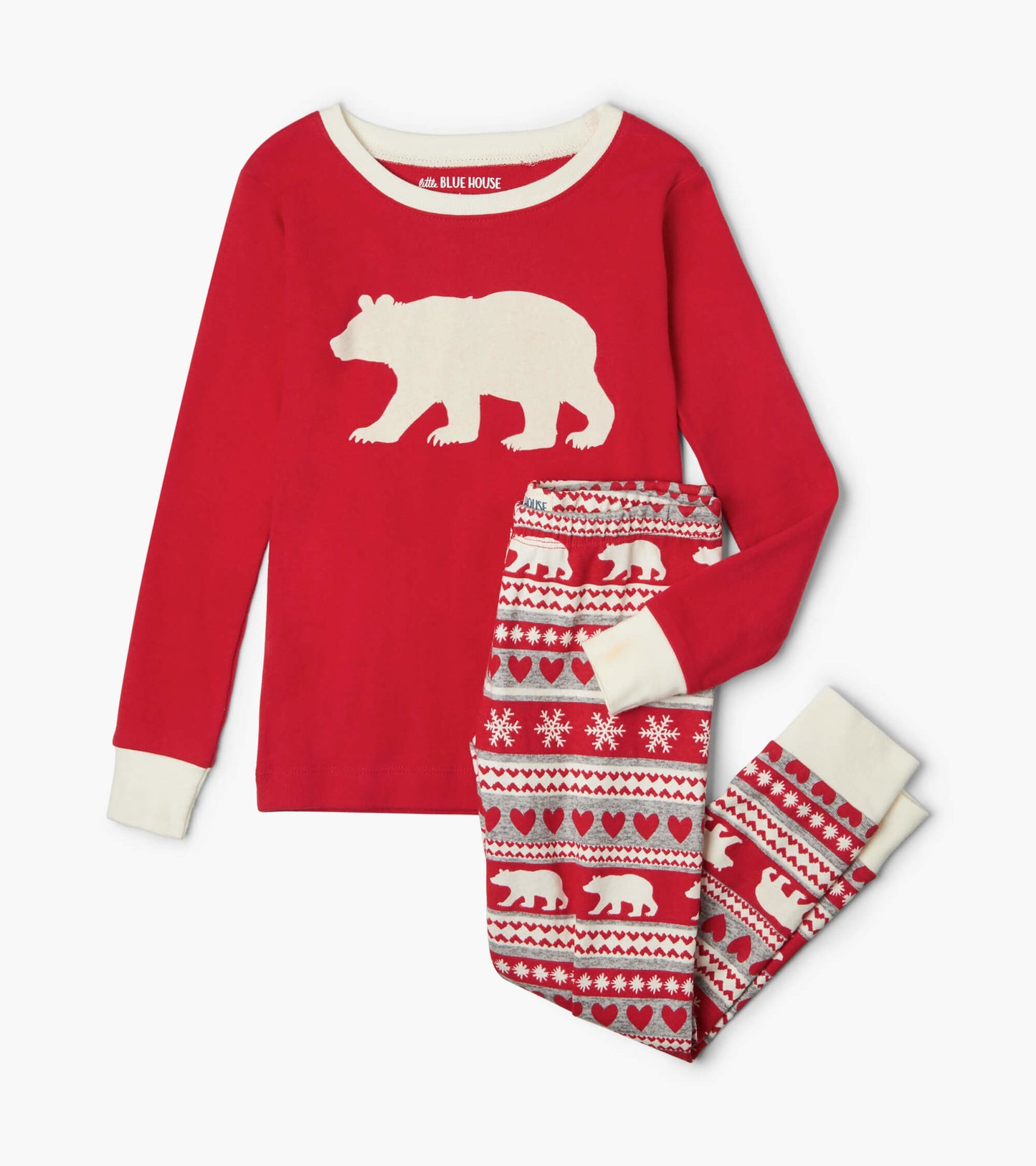 Fair Isle Bear Kids Appliqué Pajama Set