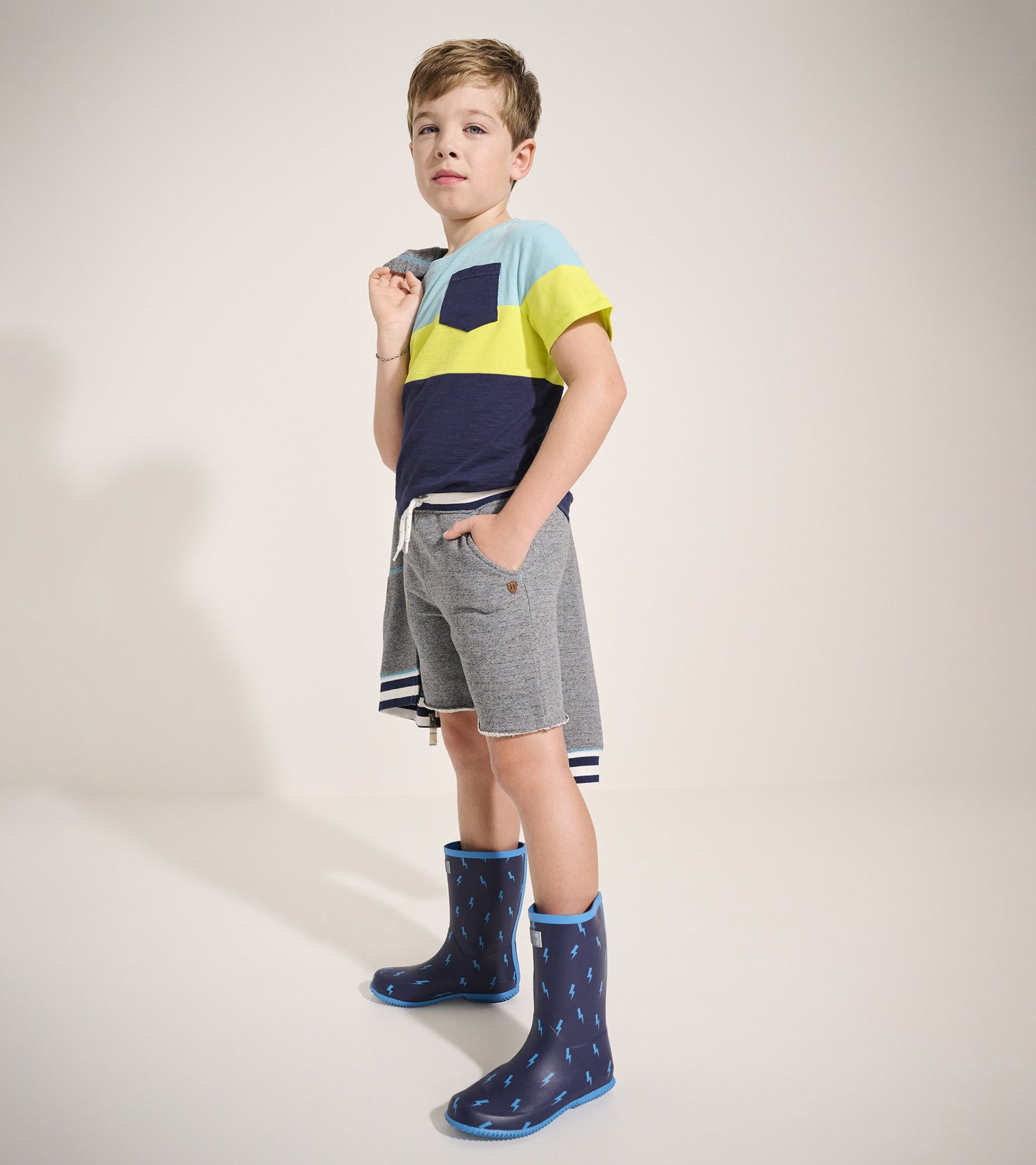 Boys Flame Blue Raw Hem Shorts