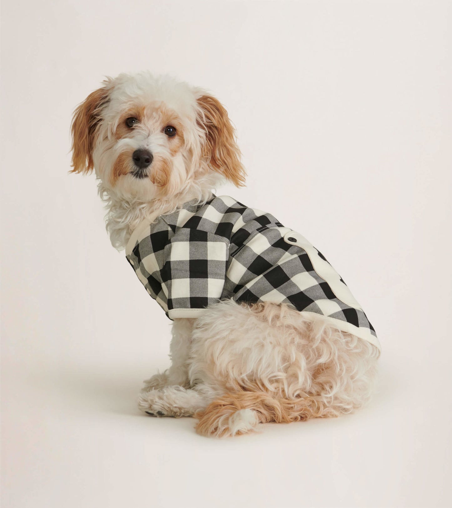 Cream Plaid Dog Tee