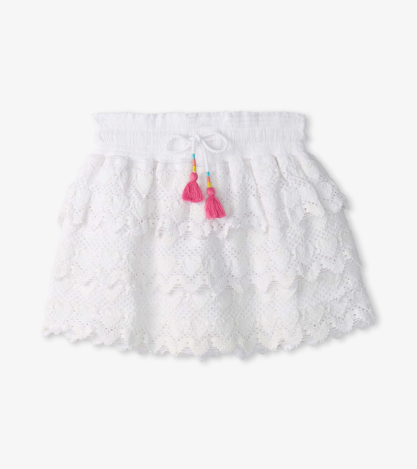 Girls White Hearts Floaty Skort