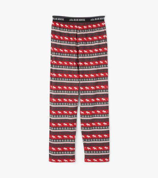 Fair Isle Moose Men's Stretch Cotton Pajama Pants