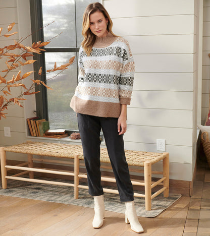 Mock Neck Sweater - Celestial Plaid