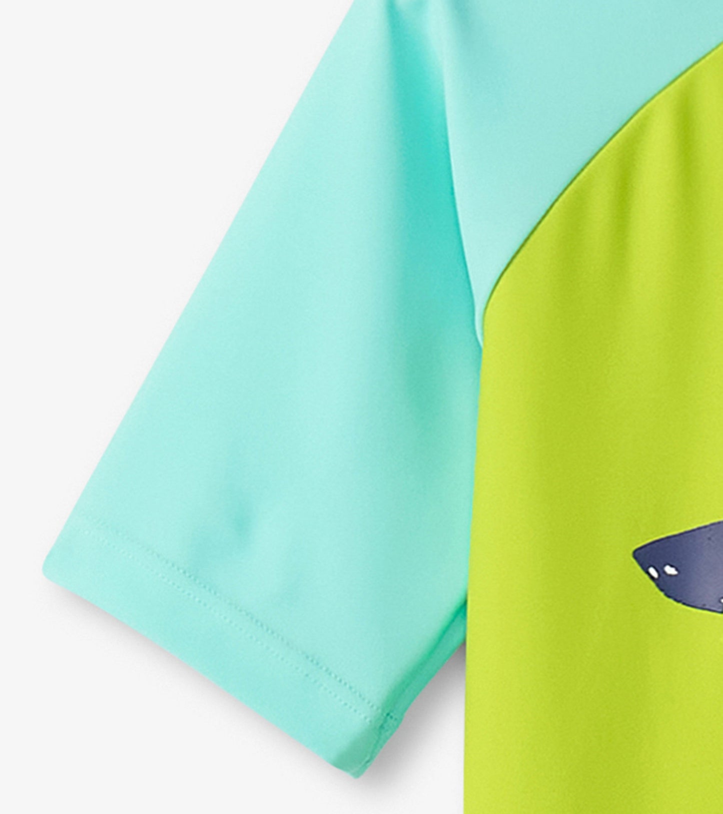 Boys Lime Green Shark Short Sleeve Rashguard