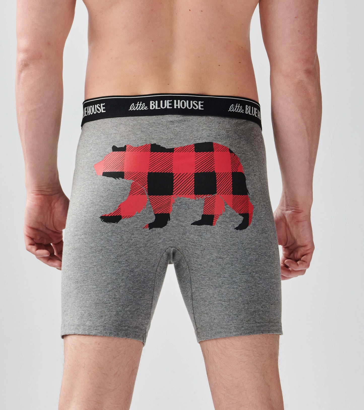 Red Plaid Bear Men's Boxer Briefs