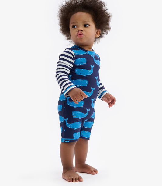 Block Whales Baby One-Piece Rashguard