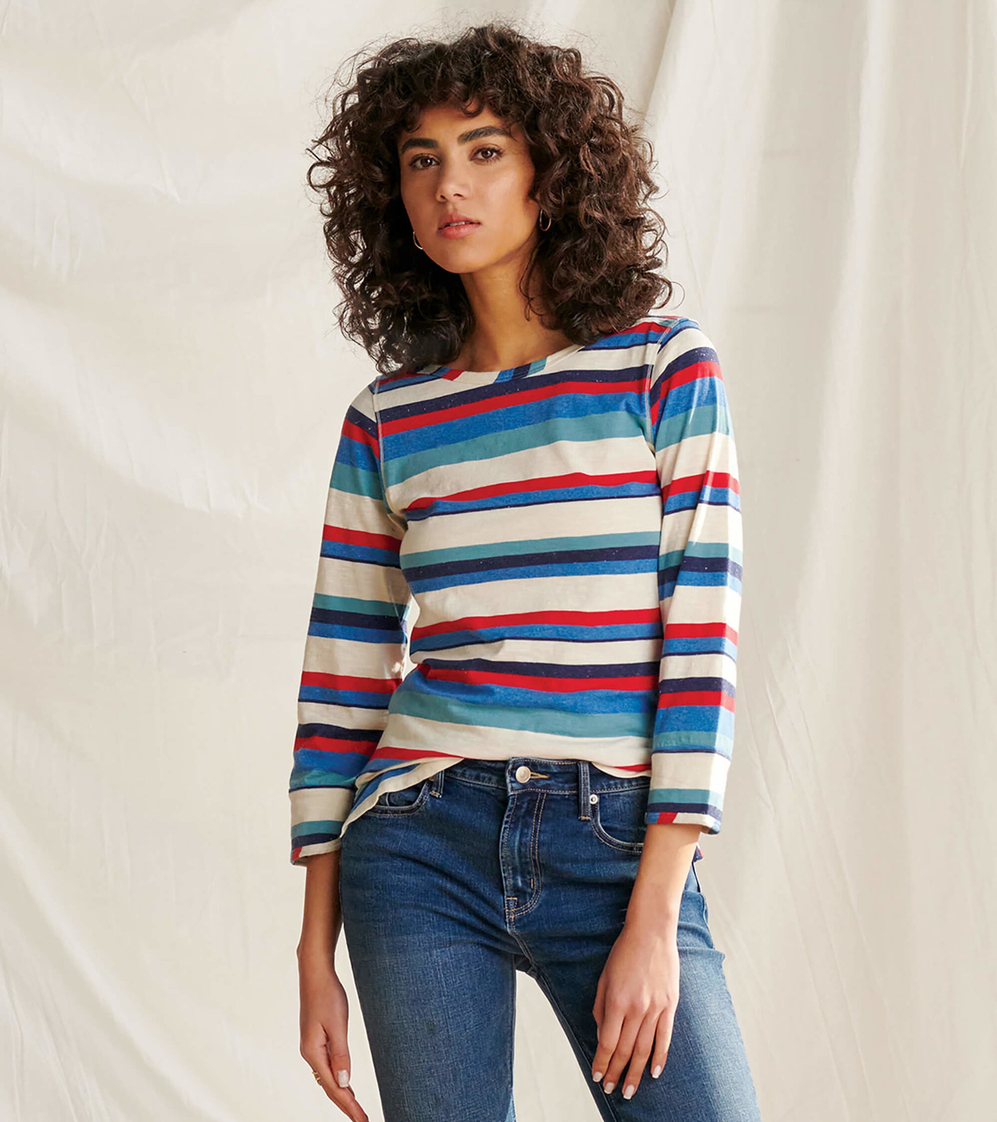 3/4 Sleeve Breton - Reef Stripes