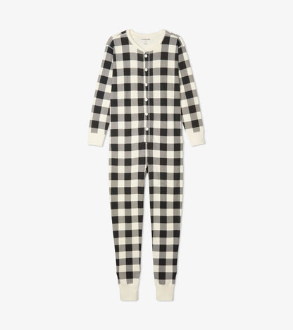 Cream Plaid Adult Union Suit