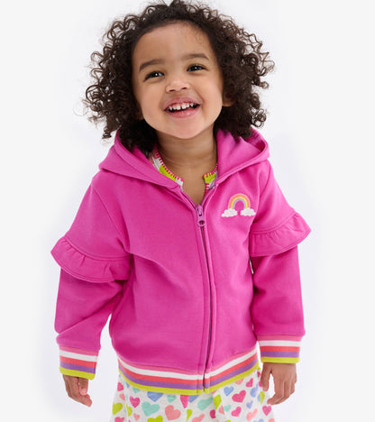 Rainbow Toddler Flutter Sleeve Hoodie