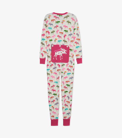 Patterned Moose Adult Onesie