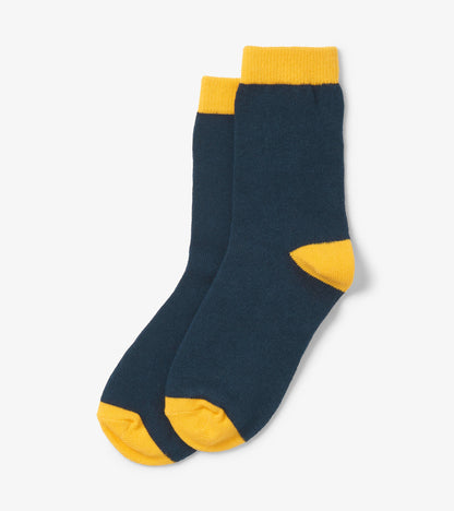 Kids Navy & Yellow Crew Socks