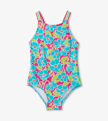 Girls Floating Poppies One-Piece Swimsuit