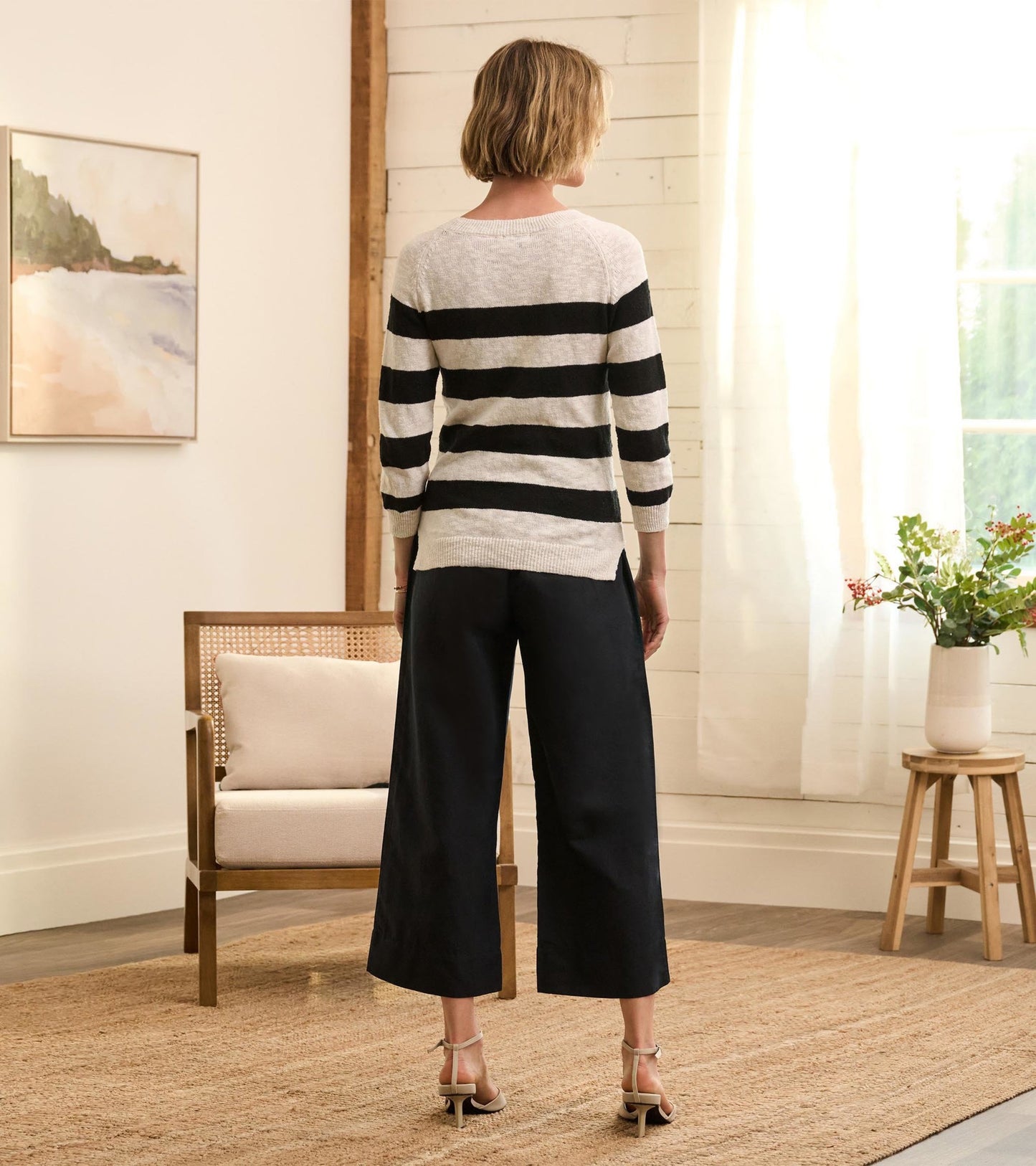 Tie Front Pants - Caviar Linen