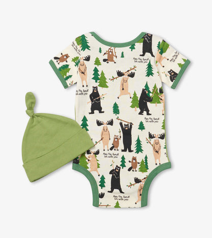 May The Forest Be With You Baby Bodysuit With Hat