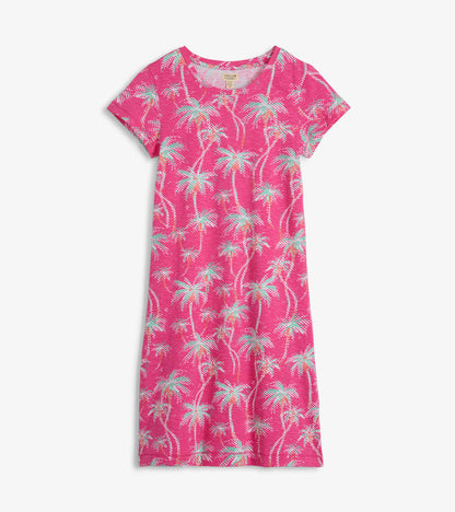 Women's Palm Trees Crew Neck T-Shirt Dress