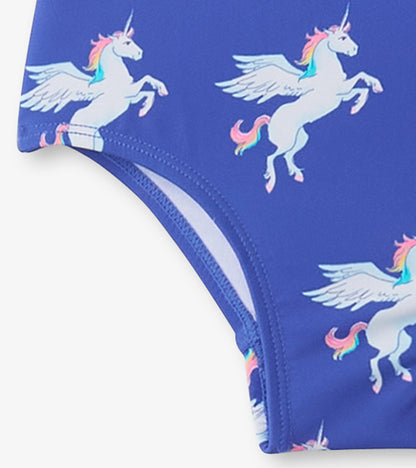 Girls Dazzling Unicorn Ruffle Sleeve Swimsuit